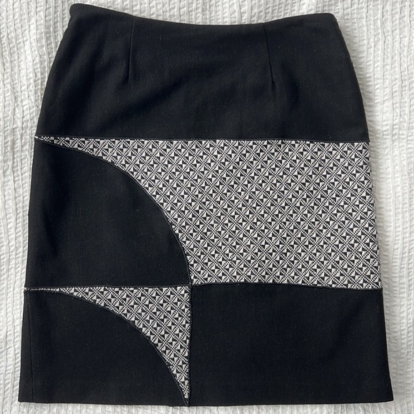 Wool Textured Houndstooth Debbie Shuchat Knee Length A-Line Skirt Womens S 2 4 - Picture 11 of 12